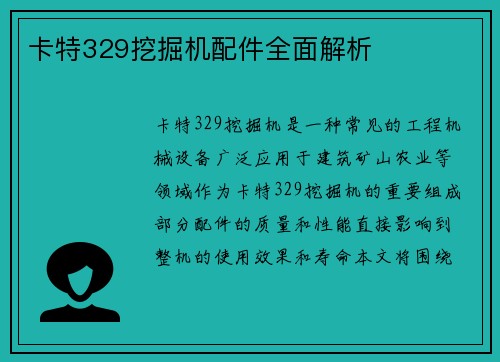 卡特329挖掘机配件全面解析